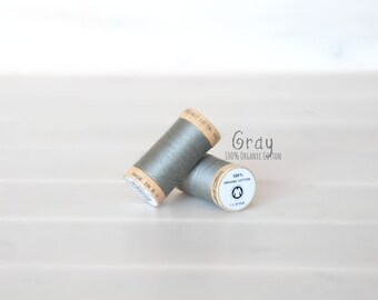 Organic Cotton Thread GOTS - 300 Yards Wooden Spool - Thread Color Gray - No. 4832- Eco Friendly Thread - 100% Organic Cotton Thread