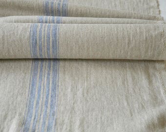 Striped linen fabric by the meter, natural linen, striped linen, striped softened linen fabric, french grain sack, 350 gsm, upholstery