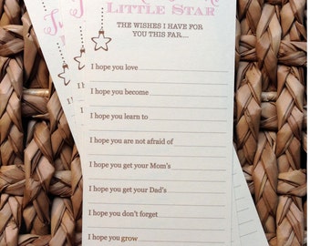 TWINKLE TWINKLE Little Star - Custom Vintage Pink Girl Baby Shower Wish Cards