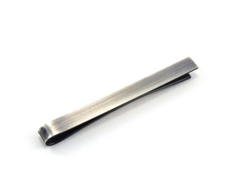 Silver Tie Bar, Tie Clip, Groomsmen Gift, Men's Accessories Gift, Antiqued Silver