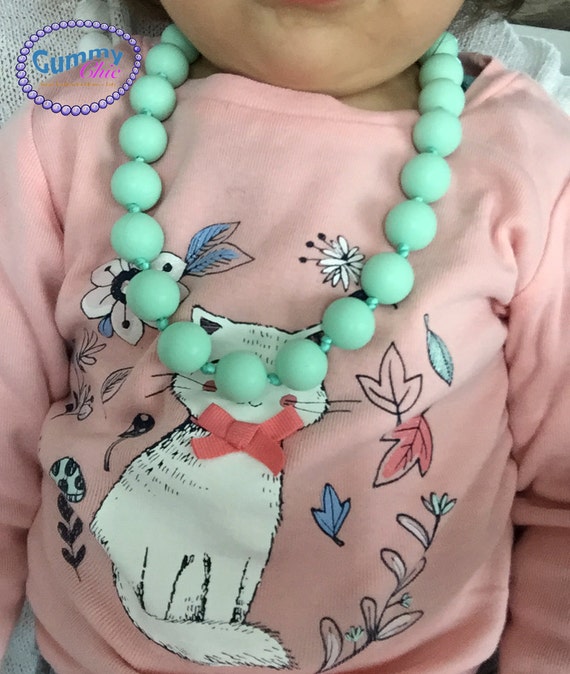 Mint Baby Teething Necklace Toddler Silicone Necklace