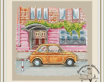 Crossstitch pattern "Car",size 135x130 crosses(24x25cm at 14 count), 36 colors DMC