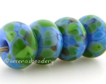 Handmade Lampwork Glass Bead Set - LEAPING WATER - TANERES - glossy or matte option - 11 or 13 mm