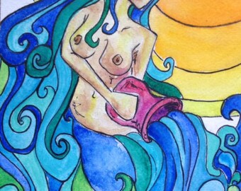 Aquarius Zodiac Series Watercolour