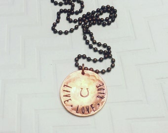 Live Love Ride Necklace - Horse Necklace - Copper Necklace - Rustic Necklace - Horseshoe Necklace - Hand Stamped Personalized
