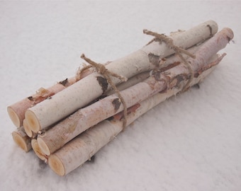 7 WHITE BIRCH LOGS In a FirePlace Bundle - Natural Woodland Decor - Rustic Wedding