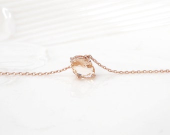 Champagne necklace, Bridesmaid Gift, rose gold necklace, long necklace, peach necklace