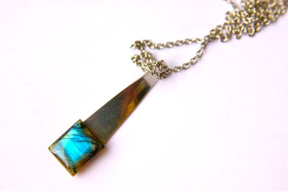 Natural Labradorite Jewelry, Gemstone Necklace, Pendant Cabochon, Healing Crystals, Labradorite Gift for Her