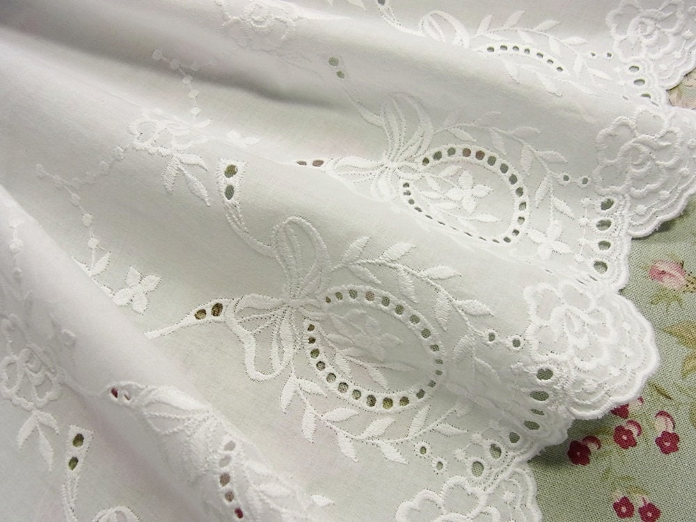 1yard Embroidery Cotton Eyelet Lace Trim 47cm Wide White