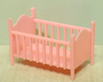 Vintage Marx Mickey Mouse Crib dollhouse furniture, 1/2 or 1:24 inch scale, Perfect condition, hard plastic