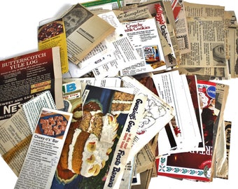 Vintage Recipe Clippings from magazines, newspapers, food packages, etc. & Recipe Cards