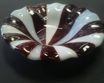 Rising Sun pattern Fused Bowl in beautiful deep, rich, ruby red