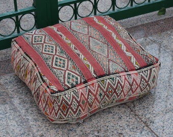 Moroccan pouf multicolor floor poufs design Home decor furniture square colored design 100% wool Handmade Azilal ottoman