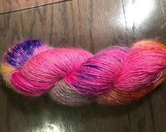Hand Dyed Silk Kid Mohair Sparkle Yarn