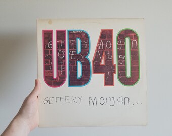 vintage 1980s UB40 vinyl GEFFERY MORGAN record. album. reggae. retro. dub. summer. hippie. if it happen again. lyrics. music. 1984.