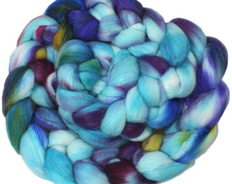 Happy Place - hand-dyed merino wool and silk (4 oz.) painted combed top