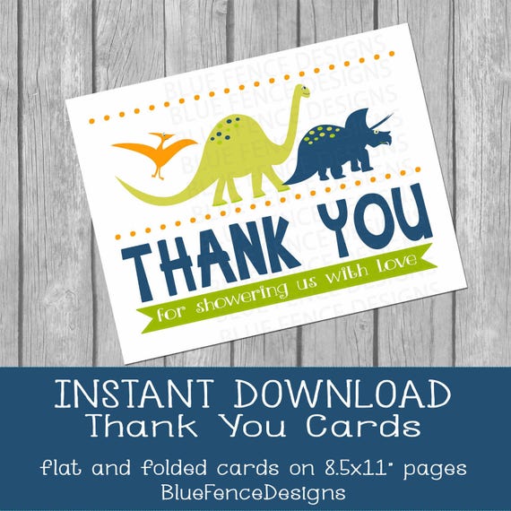 Dinosaur Baby Shower Thank You Card baby boy shower thank