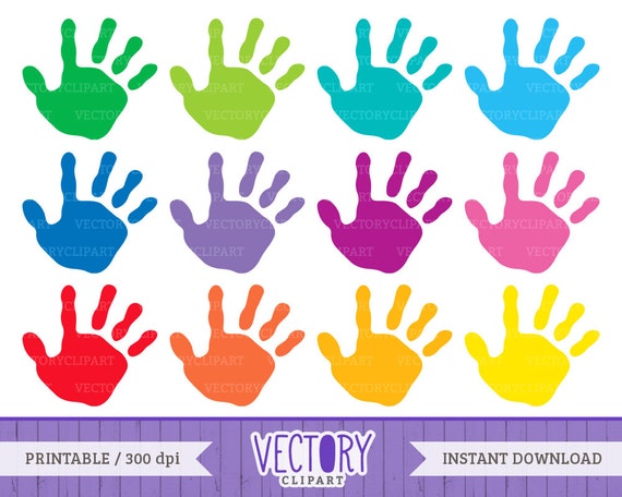 Items similar to 12 Handprint Clipart Set, Kids Handprint Images, Kids ...