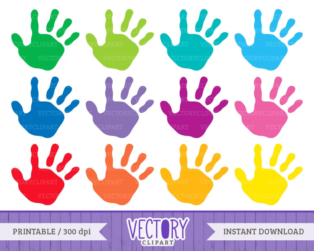 12 Handprint Clipart Set Kids Handprint Images Kids | Images And Photos