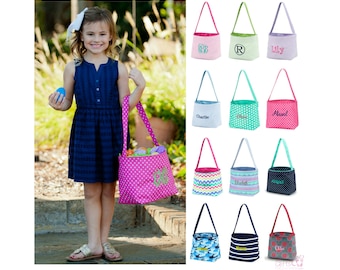 Personalized Easter Basket Monogrammed Easter Basket Personalized Egg Bucket Girls Boys Kids Childrens Embroidered Pink Purple Blue Green