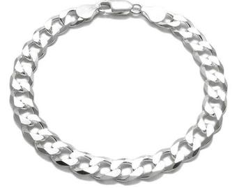 Men's 925 Sterling Silver Cuban Curb Link Chain Bracelet - 220 gauge 8 mm - 8 inch/9 inch