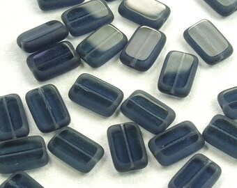 Montana Blue Window Rectangle Czech Glass Beads 8x12mm - 12