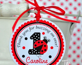 Ladybug Gift Tags, Ladybug Birthday Party, Personalized Favor Tags, Ladybug Hang Tags - set of 12