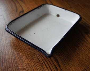 Enamelware Photography Film Developing Trays 5x7 Pouring corner Vintage photography darkroom art supply plant tray serving black & white