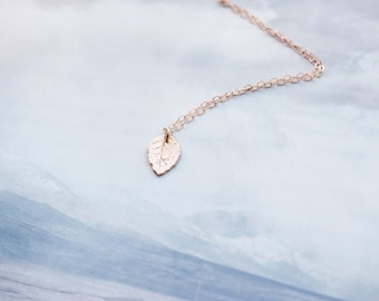 Dainty Leaf Necklace, Rose Gold Leaf Necklace, Gold Leaf Necklace, Sterling Silver Leaf Necklace