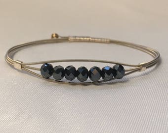 Upcycled Guitar String Bangle - Handmade Gift for Her