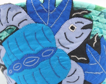 Mola adorned Coiled Fabric Basket IV