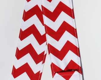 Camera Strap Cover- lens cap pocket and padding included- Red Chevron