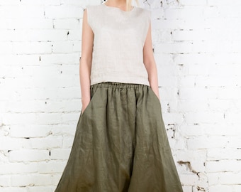 028Slightly Tapered Boyfriend French Linen pants Excluding