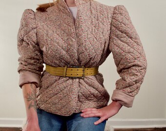 quilted jacket / puff sleeve jacket / cropped jacket / floral jacket / puff shoulder / folk / boho jacket / boxy jacket / puffy jacket