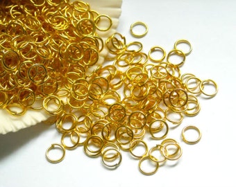 50/100 Gold Plated Jump Rings 6mm, Open Loop - 8-4