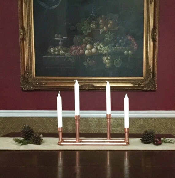 Copper Pipe Candle Holder Steampunk Wedding Centerpiece