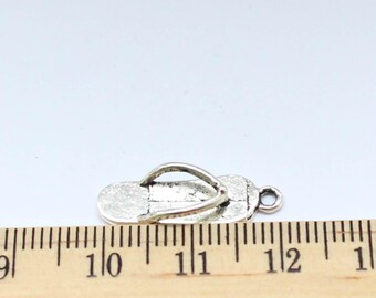 10 Flip flop Charms - Antique Silver - EF00073