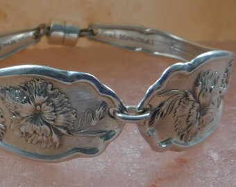 Vintage Spoon Bracelet 1908 Carnation Silverware Bracelet Vintage Bracelet Spoon Handles--193