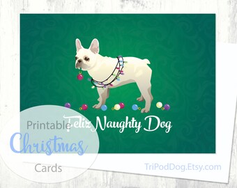 French Bulldog Christmas Card - Digital Download Printable