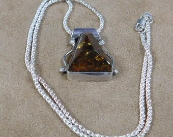 Sterling Silver and Amber Necklace