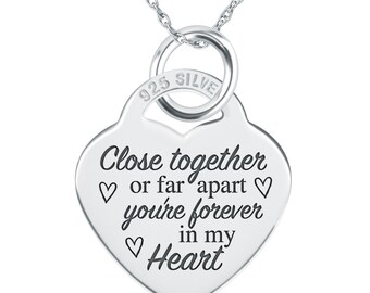 Close together or Far Apart Necklace, Personalised, 925 Sterling Silver, Long Distance Relationship