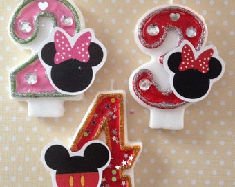 Mickey or Minnie Mouse Birthday Party Number Candle