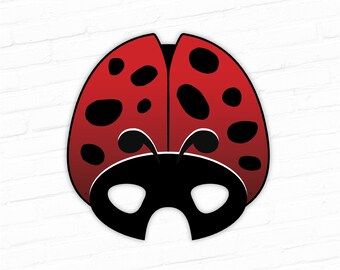 Ladybug Printable Insect Mask, Ladybird, Red Beetle Printable Costume Prop, Theater, Play, Photo Booth, Birthday Party, Halloween, Wedding
