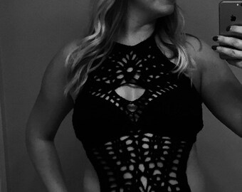 Crochet Monokini Geode Swim Suit Bathing Suit