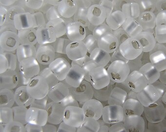 6/0 Seed Beads, Matte Silver, Silver Lined Seed Beads, 15 grams, Matte Silver seed beads, Seed Beads, 5749 Japanese Seed Beads Item #475