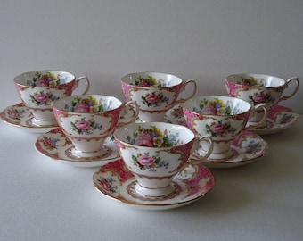 Royal Albert Lady Carlyle set of 6 coffee Cups and Saucers Bone China England