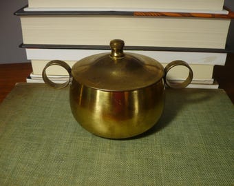 Brass Sugar Bowl with Lid, Handles