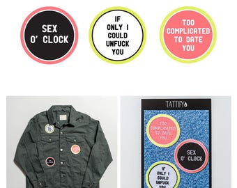 Nympho Words and Phrases Embroidered Iron On Sticker Patch Set Gone Bad Collection