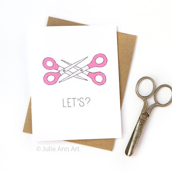 Lesbian Valentines Day Card Lesbian Love Card Scissor