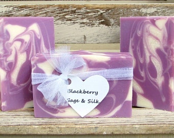 SOAP-Blackberry Sage and Silk, Handmade Soap, Cold Process Soap, FREE SHIPPING
